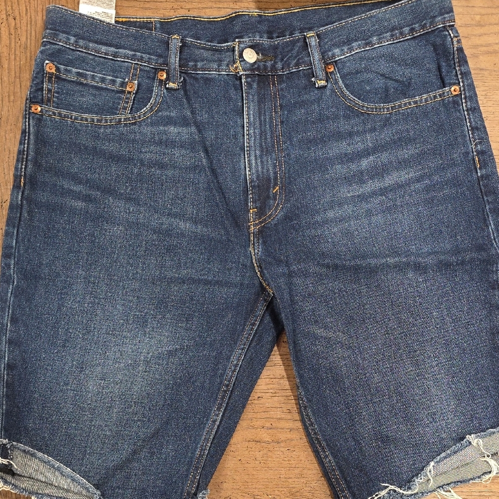Levi's Blue Jean Shorts with Distressed Detailing